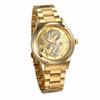 JEWELRYWE Men's Dragon Watch with Stainless Steel Strap, Waterproof, Luminous Analog Quartz Movement, Antique Fashion Accessory, Gold Watch, Perfect G