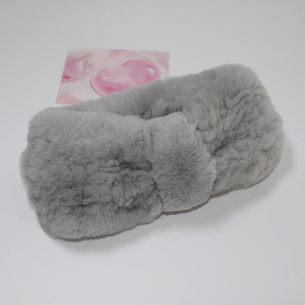 

Женская роскошная зимняя вязаная эластичная повязка на голову из 100% меха кролика рекс, высококачественная повязка для волос из натурального меха, модный шарф из меха кролика рекс Elasticity серый