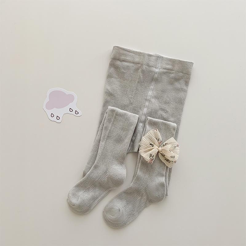 Girls' Lightweight Mesh Bow Tights: A-Grade Cotton Anti-Mosquito Base Layer Jumpsuit.