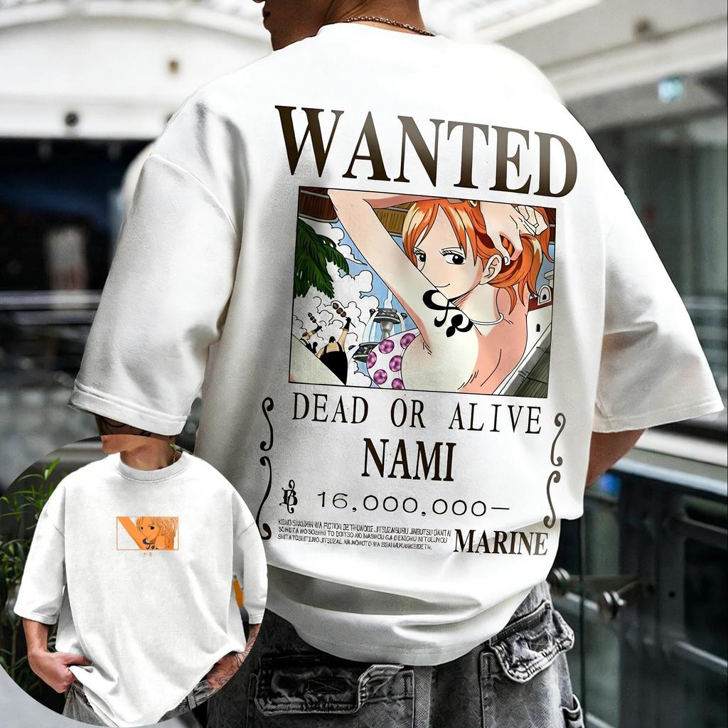 One Piece Vinsmoke Sanji Wanted Poster Graphic T-Shirt, Unisex Oversized Streetwear Casual Cotton Short Sleeve T-shirt