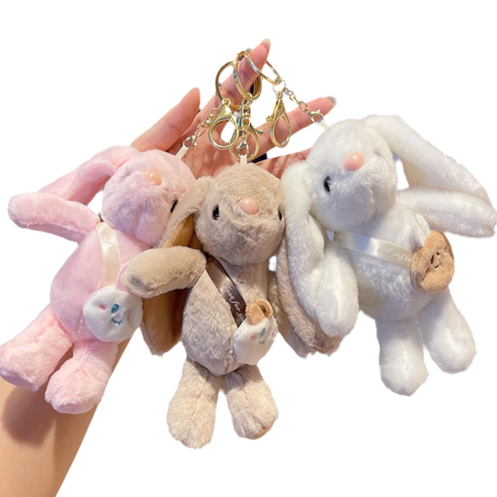 Cute Cartoon Rabbit Plush Keychain Soft Stuffed Animal Pendant Fashion Accessory for Kids Ideal Birthday Gift for Bag Decoration