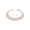 Retro Rhinestone and Faux Pearl Adjustable Jewelry Set with Three-Layer Pearl Earrings
