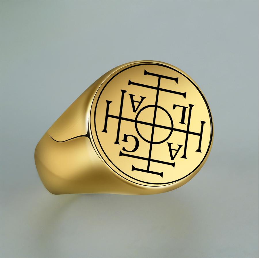 LIKGREAT AGLA Salomone Cabala Ruota della Fortuna Amuleto Protettivo Anello da Uomo Acciaio Inossidabile Grande Anello Sigillo Gioiello Regalo