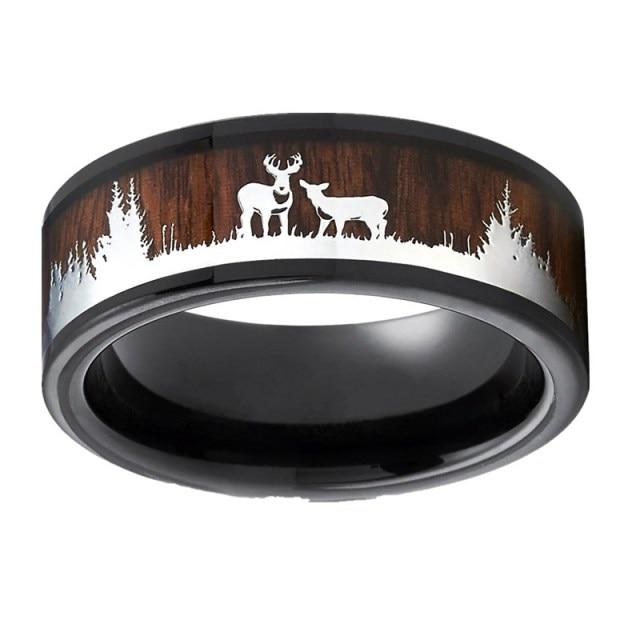 30 Styles Men Blue Grooved Black Stainless Steel Ring Koa Wood And Abalone Shell Inlay Arrow Red Meteorite Ring Men Wedding Band