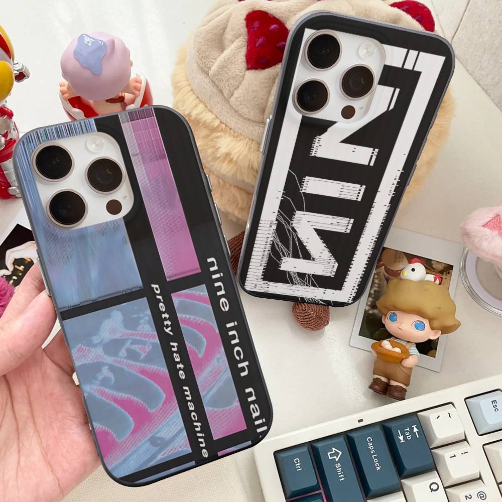 1pc Rock Band Nine I-Inch N-Nails Phone Case For IPhone 16 15 17 Pro 11 12 13 14 Pro Max Plus Soft Ripple Silicone Cover Shell