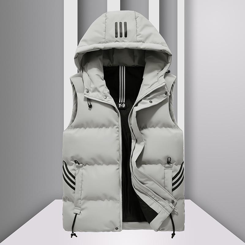 

Men s Hooded Cotton Vest: Autumn/Winter Sleeveless Casual Sport Jacket for Couples 2XL сірий колір