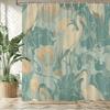 Heron & Lotus Shower Curtain – Art Nouveau Print With Soft Teal Background, 3 Stylized Birds & Floral Motifs, 12 Hooks