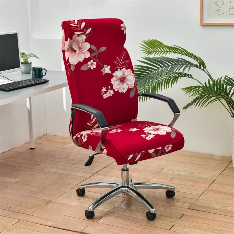 Bedruckter Bürostuhlbezug Computerstuhlbezug All-Inclusive Universeller Elastischer Sitzbezug mit Armlehnen Drehstuhl Heimdekor
