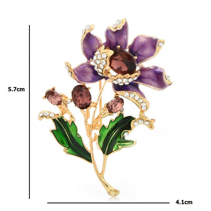 Blucome Purple Enamel Flower Brooches Women Wedding Party Casual Brooch Pins Gifts