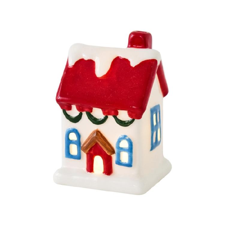 Casa de Férias de Cerâmica Display Alimentado por Bateria Peça de Destaque Festiva Para Decoração de Inverno Ornamento de Exibição de Inverno