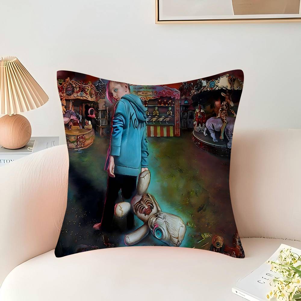 Korn Rock Band Music Cushion Cover Pillowcase Upholstery Sofa Throw Pillow Home Decor Pillowcas