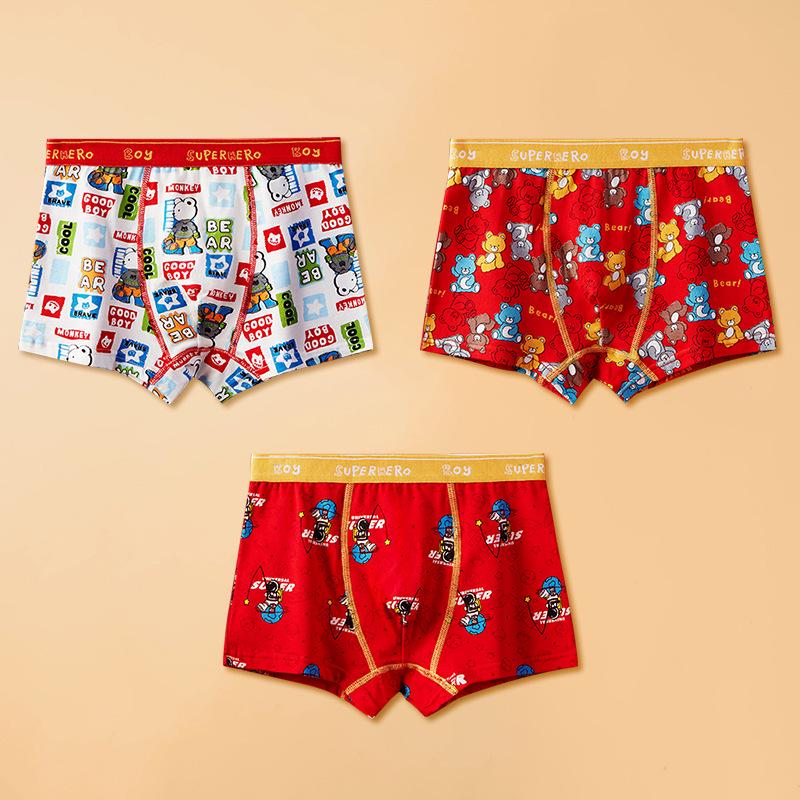 Year of the Horse Boys' Red Cotton Boxer Briefs - Medium & Large