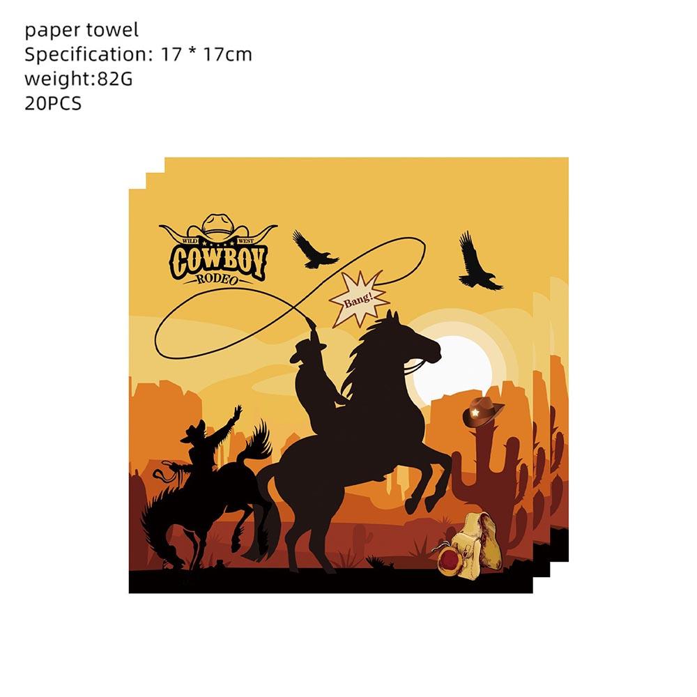 51pcs Western Cowboy Party Decorations Including Plates Cups Napkins Tablecloth