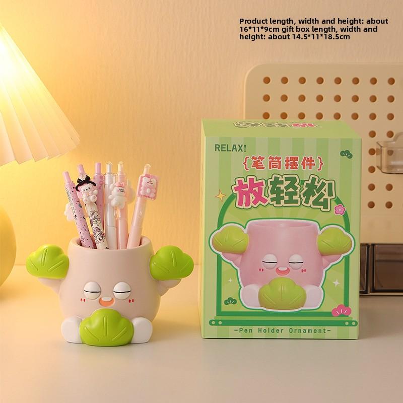 Creamy Style Un-Anxious Pen Holder - High-end, Large-capacity Storage Box - Office Desk Decorative Item