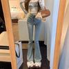 Extended version of micro-pull jeans women's high waist and thin winter tall trousers