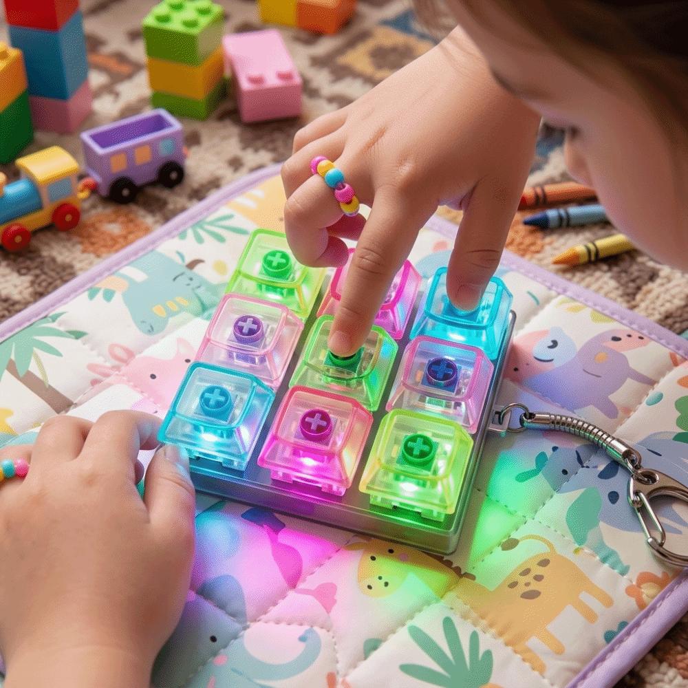 5-Button Stress Relief Keychain 9-Button Flash Pinch Toy New Luminous Keyboard Toy  Stress Relief