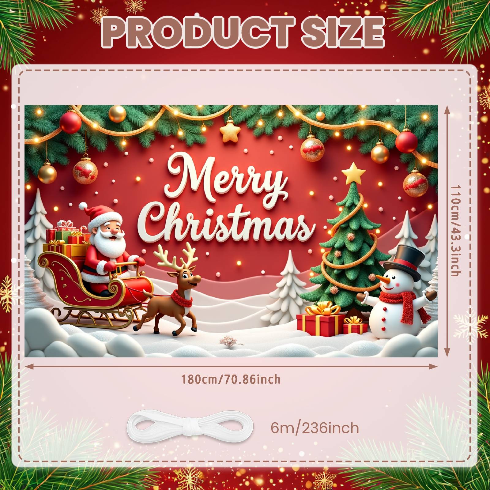 

Holiday Banner Santa Claus Pattern Santa Banner Xmas Banner Gift Box Design For Holiday Decoration Christmas Eve Family Reunion