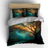 3Pcs Magical Forest Bedding Set Glowing Autumn Tree Print Duvet Cover + 2 Pillowcases Fantasy Nature Decor