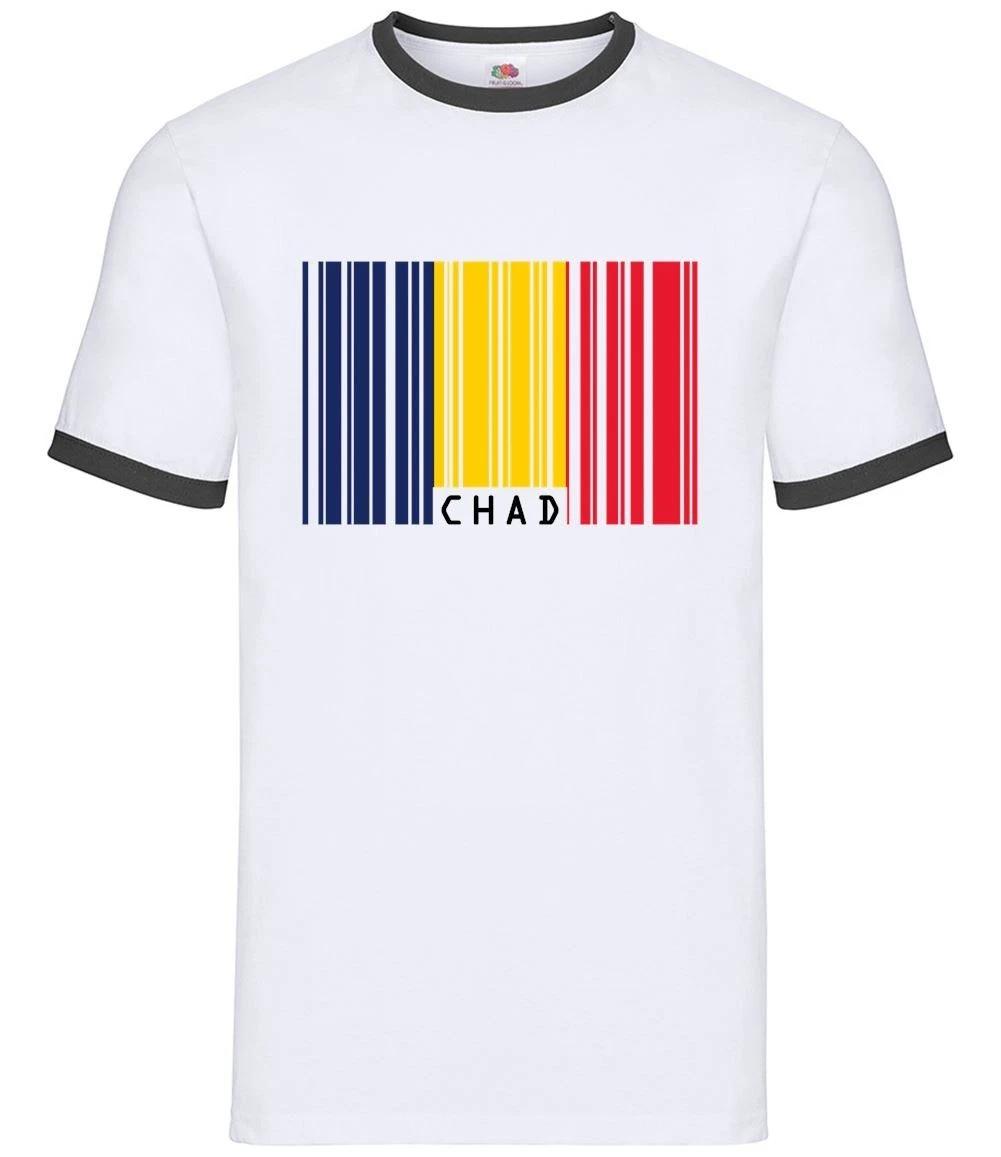 Chad Barcode Style Flag - Mens Ringer - Central Africa African Republic M