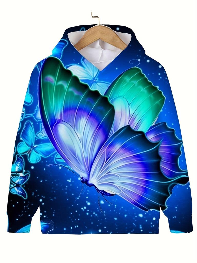 Children's Clothing Hoodies Children Top Long Sleeve Casual 3D Butterfly Print Girls Summer Autumn Clothes Girl Clothing Tops