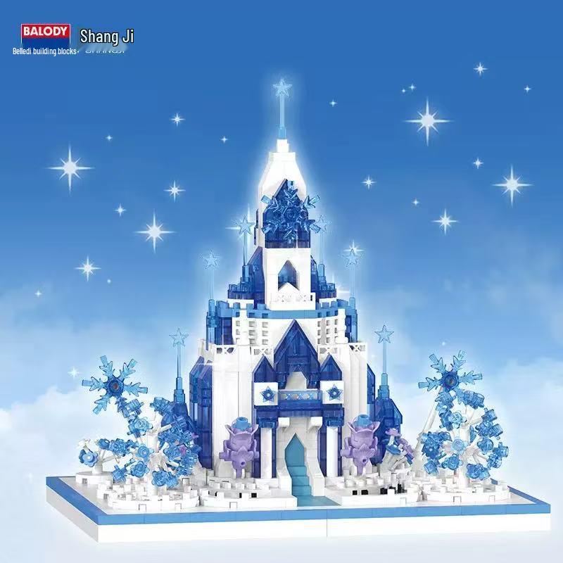 BeleDi Micro-Particle Castle Blocks: Dreamy Ice & Snow Princess Educational Toy for Girls