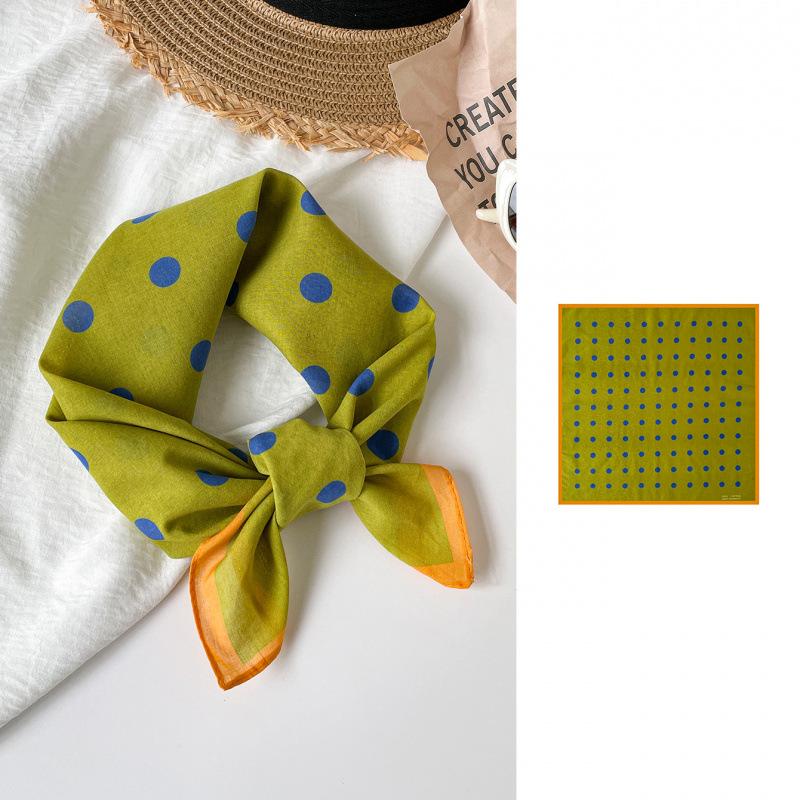 Simple And Retro Polka Dot Silk Scarf 55 Cotton Small Square Scarf Headscarf Breathable Versatile Scarf Scarf Headscarf