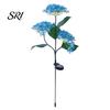 Solar Powered Garden Lamps 3-Head Hydrangea Flower Light with Colorful LEDs Waterproof Outdoor Stake Lights Lamp for Yard Patio Walkway Energy-Saving