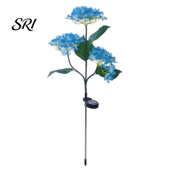 Solar Powered Garden Lamps 3-Head Hydrangea Flower Light with Colorful LEDs Waterproof Outdoor Stake Lights Lamp for Yard Patio Walkway Energy-Saving