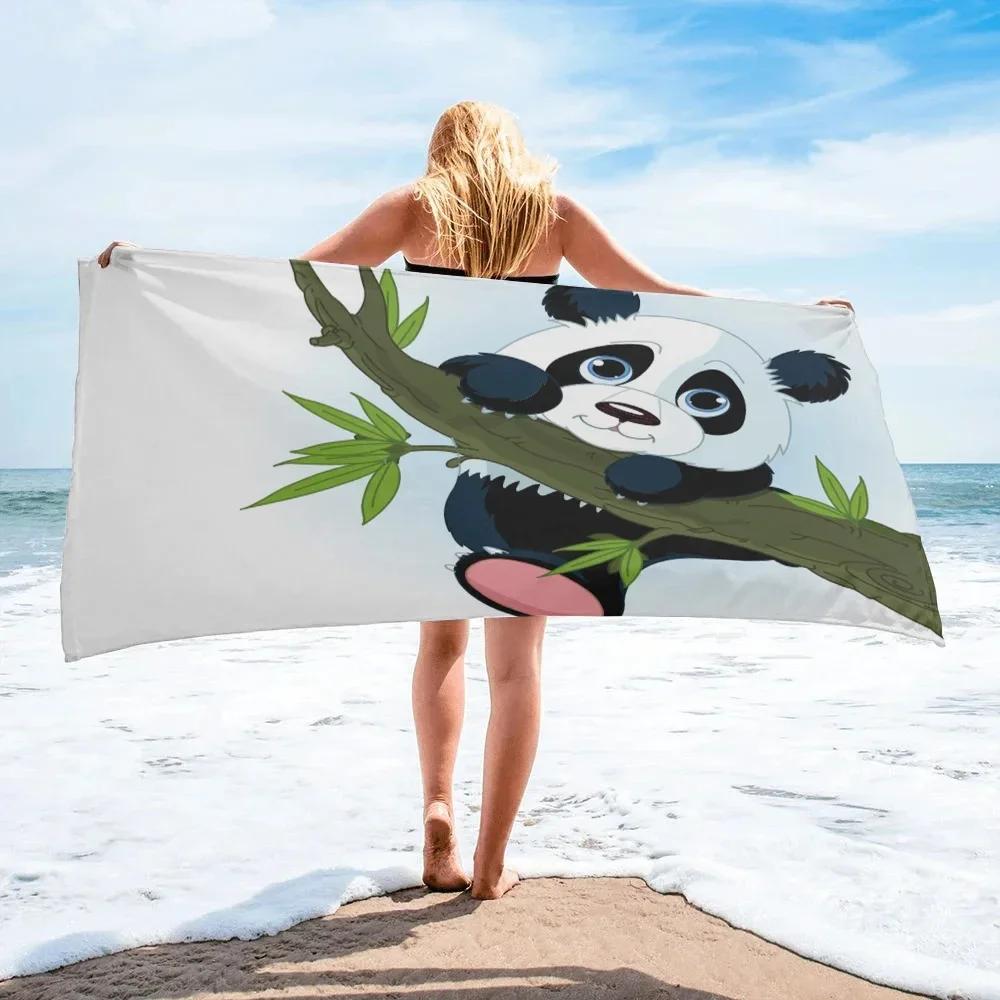 Panda Beach Towel Bathroom Cute Cartoon Animal Soft Quick-drying Bath Towel Kids Teen Adults Gifts Shower Summer Blanket Towels