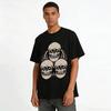 Three Skull Print Dark Style T-Shirt Cool Street Casual Top Pure cotton T-shirt