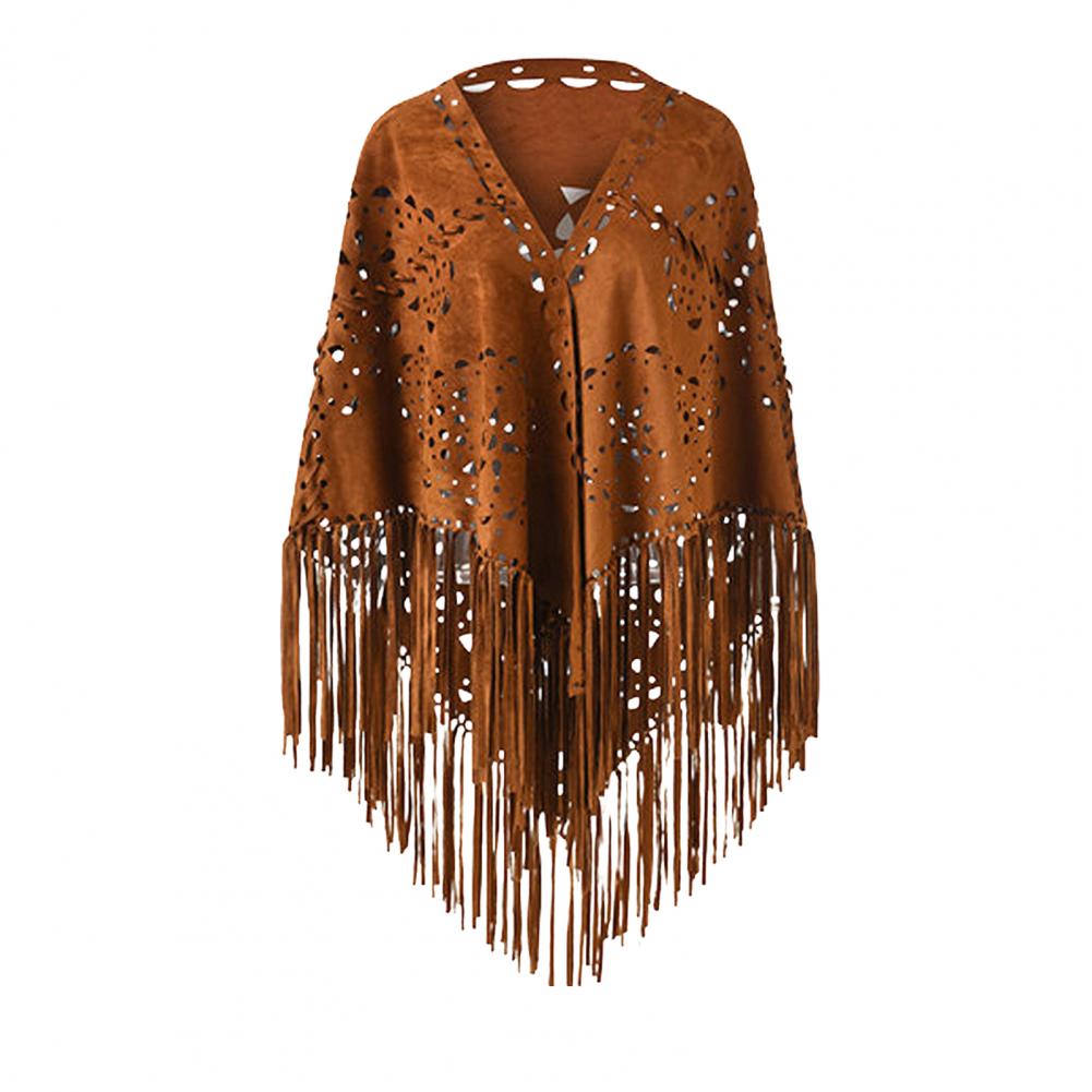 Women Shawl Warm Fabric Solid Color Versatile Hollow Tassels Hem Winter Scarf Comfortable Shawl Wrap
