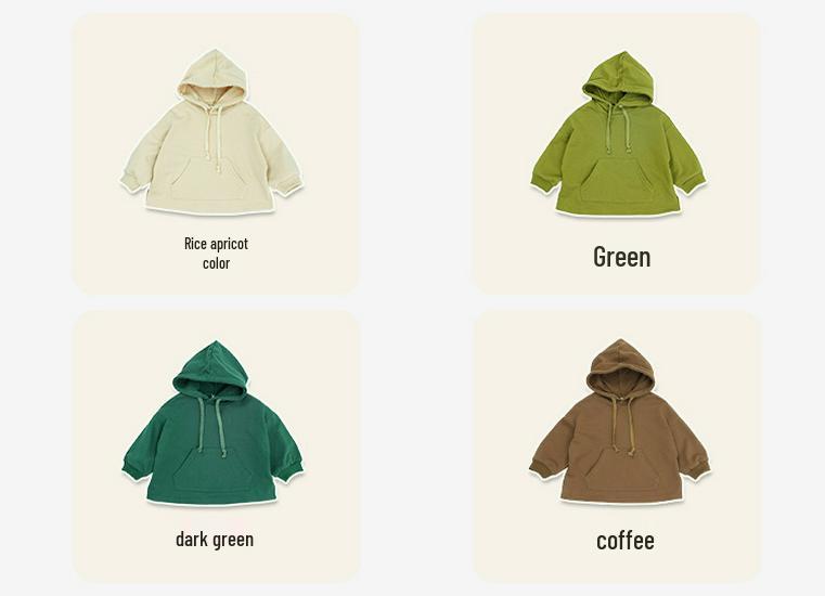 Children's Solid Color Kangaroo Pocket Hooded Sweatshirt - Autumn 2024