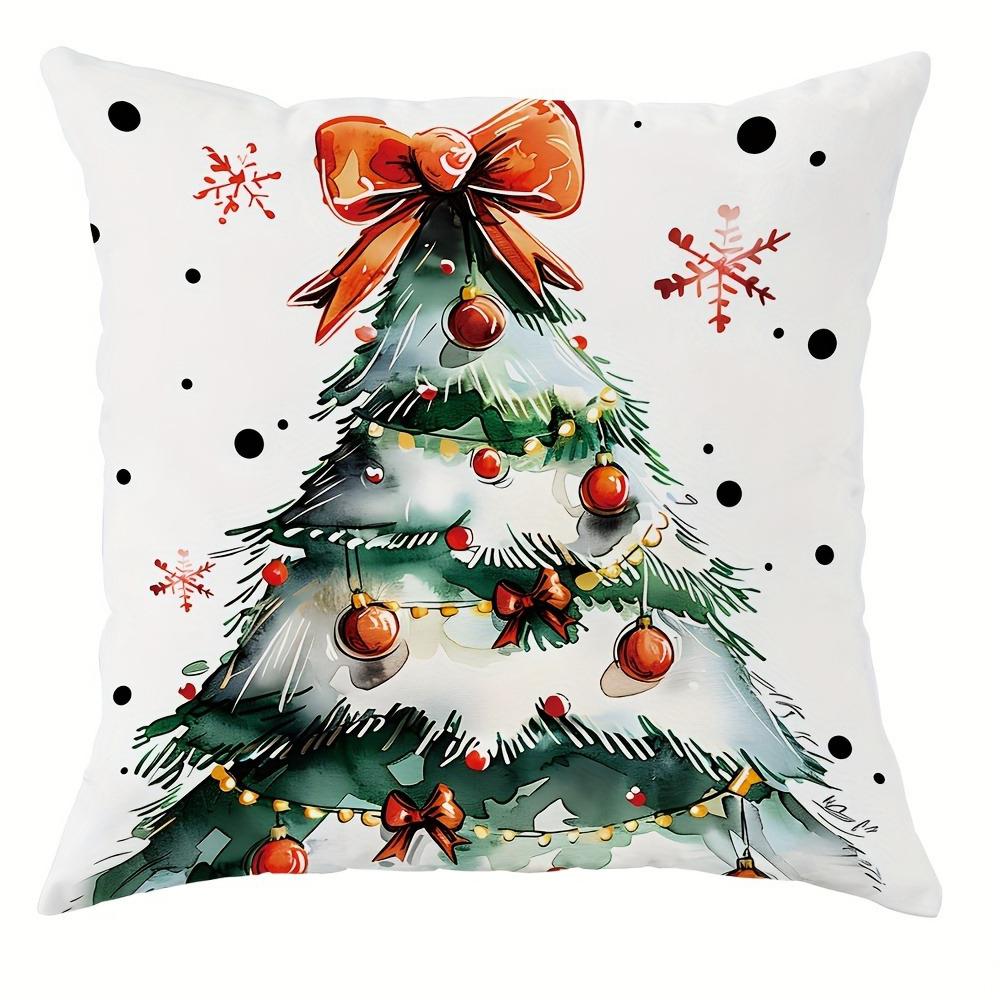 

Наволочка для украшения рождественской вечеринки в виде снеговика с колокольчиком и узором в виде рождественской елки, подходящая для домашней комнаты, чехла для диванной подушки 40x40cm