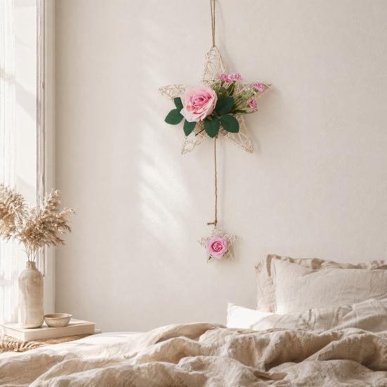 Rattan Hanging Ornaments, Five-pointed Star Shape Hangings, Handcrafted Durable Wear-resistant Home Decoration for Family Friends
