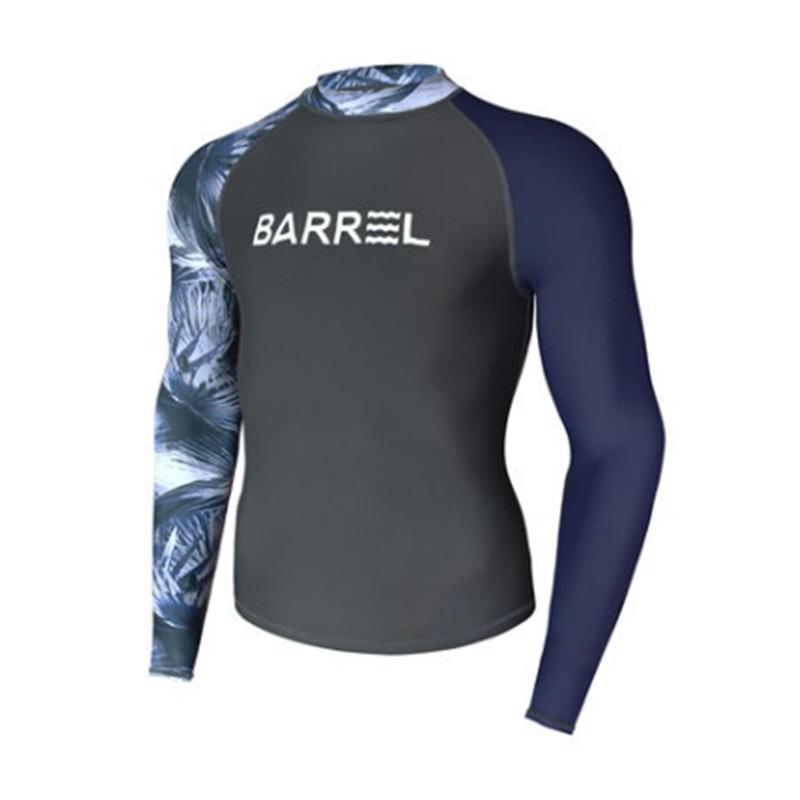 Mens Long Sleeve Rash Guard UPF 50 Sun Protection Swim Shirt Surfing Swimming Snorkeling