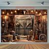 Rustieke Cowboy Stal Foto Booth Achtergrond, Westerse Boerderij Schuur Achtergrond voor Verjaardag & Wild West Themafeesten