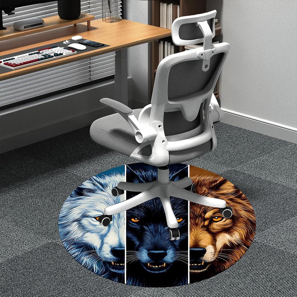 

1PC Wolf Pack Office Round Area Rug, Indoor Mat Suitable ForOffice, Under Office Chairs Bedroom Living Room Home Decor, Room Deco, f172 80cm