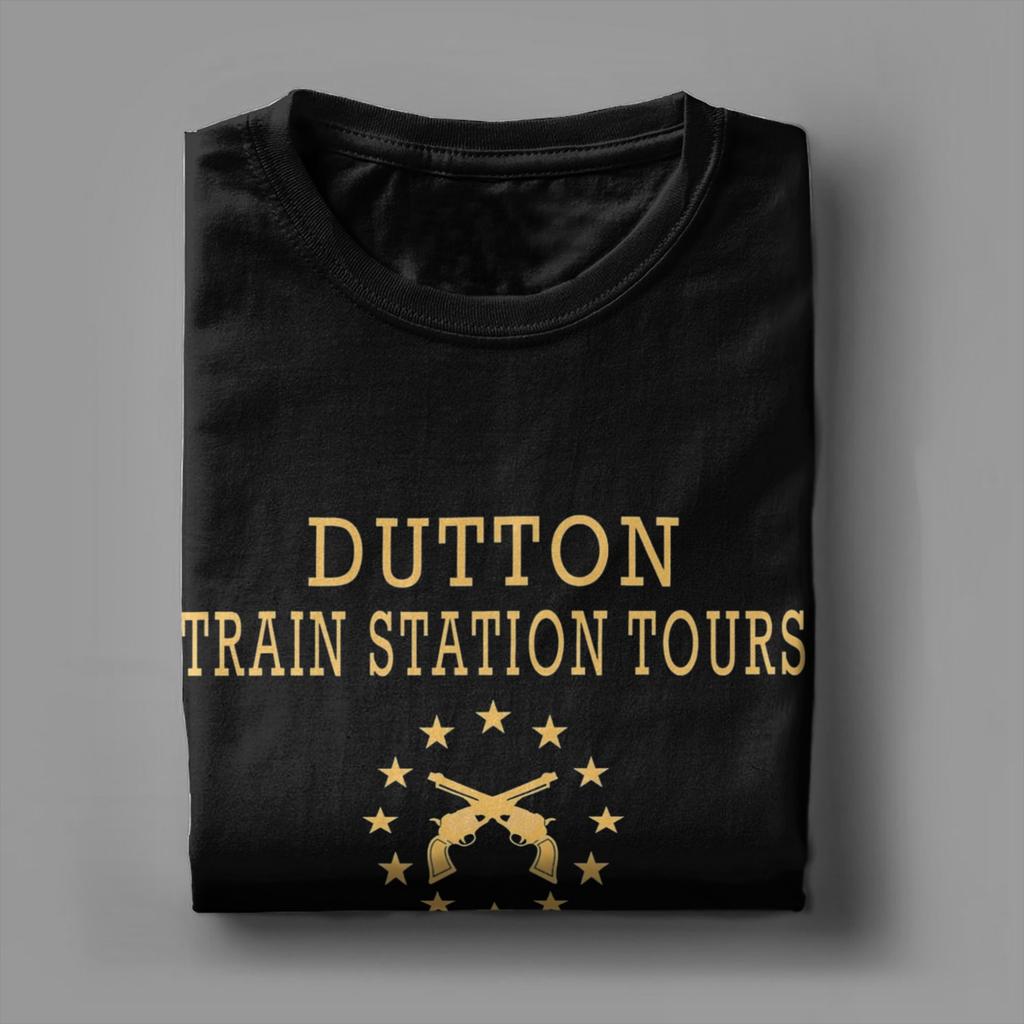 Men's Dutton Train Station Tours Yellowstone T Shirt  Cotton Clothes Short Sleeve Round Collar Tee Shirt Birthday Gift T-Shirts