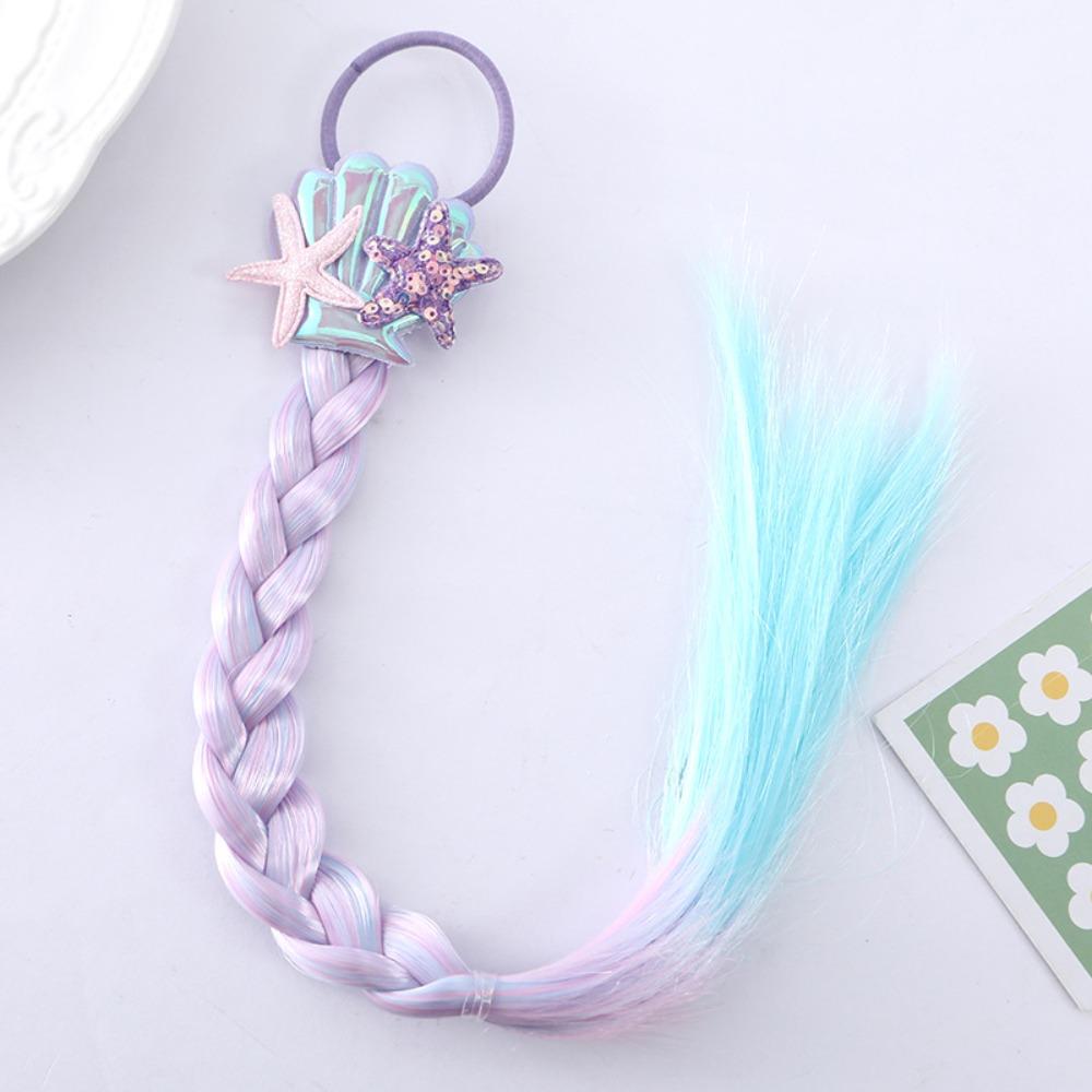 Synthetic Girls Twist Braids Hair Colorful Baby Wig Hairbands Ponytail  Party