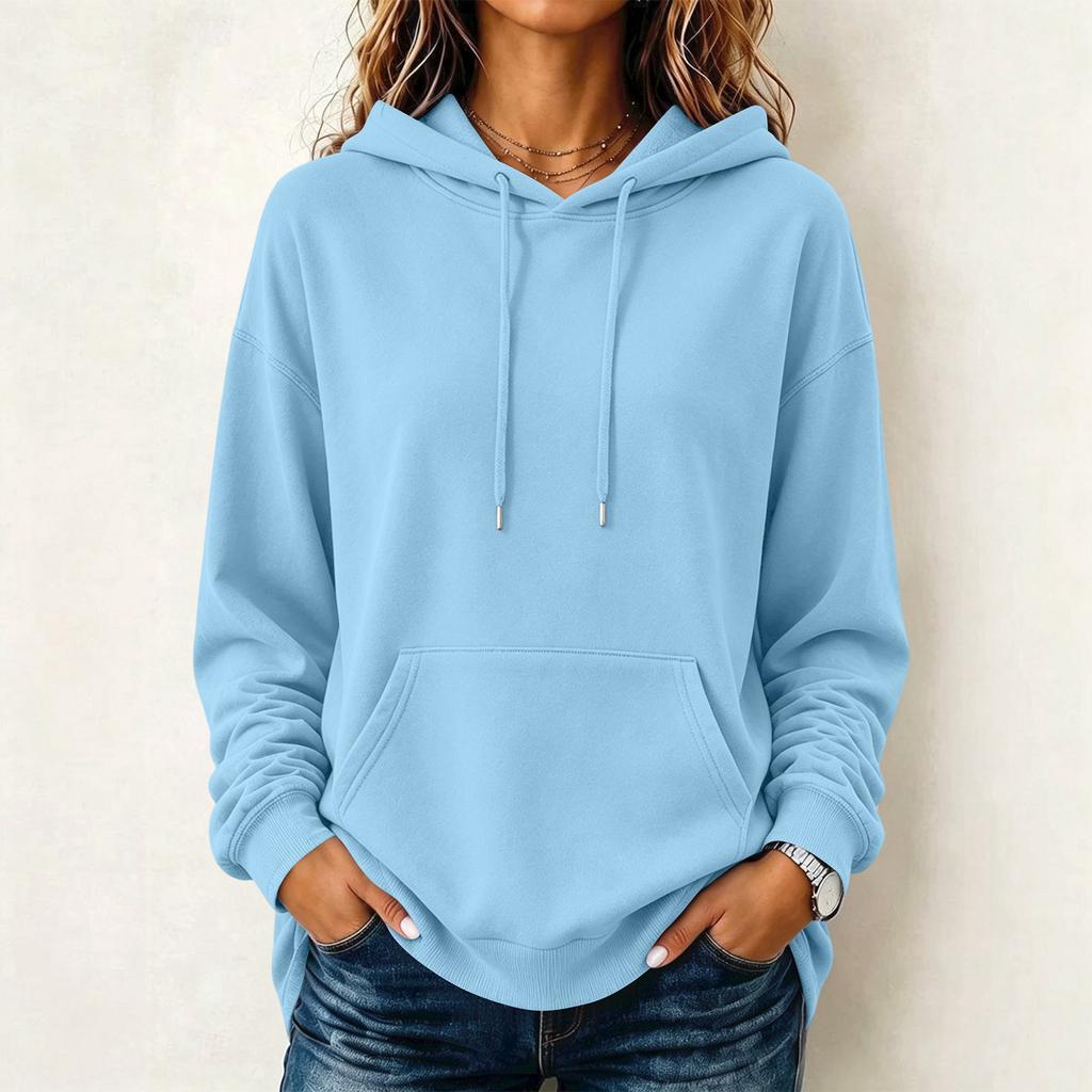 Women's Fashion Long Sleeve Hoodie Pullover Color Casual Top for Daily Wear