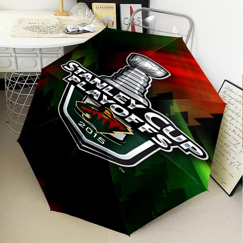 Minnesota Hockey Team Umbrella Folding Umbrella, Automatic Umbrella 8-Frame for Travel, Camping Use Gift for Halloween Christmas