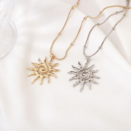 Spiral Sun Pendant Necklace Titanium Steel Vintage Necklace Bohemian Sun Charm Necklace Prom Birthday Jewelry for Her