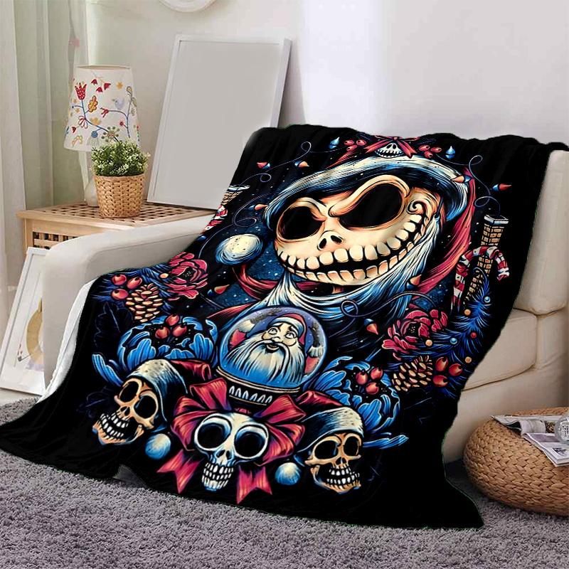 1pc Christmas Skeleton Design Blanket  Seasonal Home Decorative Throw for Couch, or Car Seat Cover,Living Room, Travel, Camping, Car Blankets