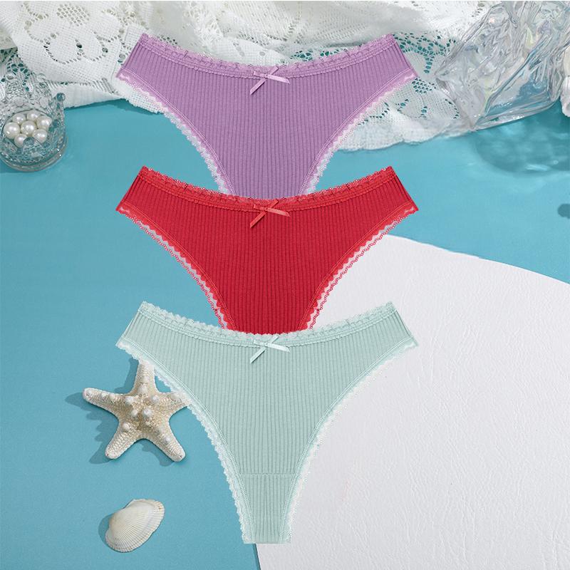 

FINETOO 3 шт./компл. женские хлопковые трусики 5 однотонных цветов с низкой посадкой, стринги с нитью, модное сексуальное белье, дышащие трусики XL&Set