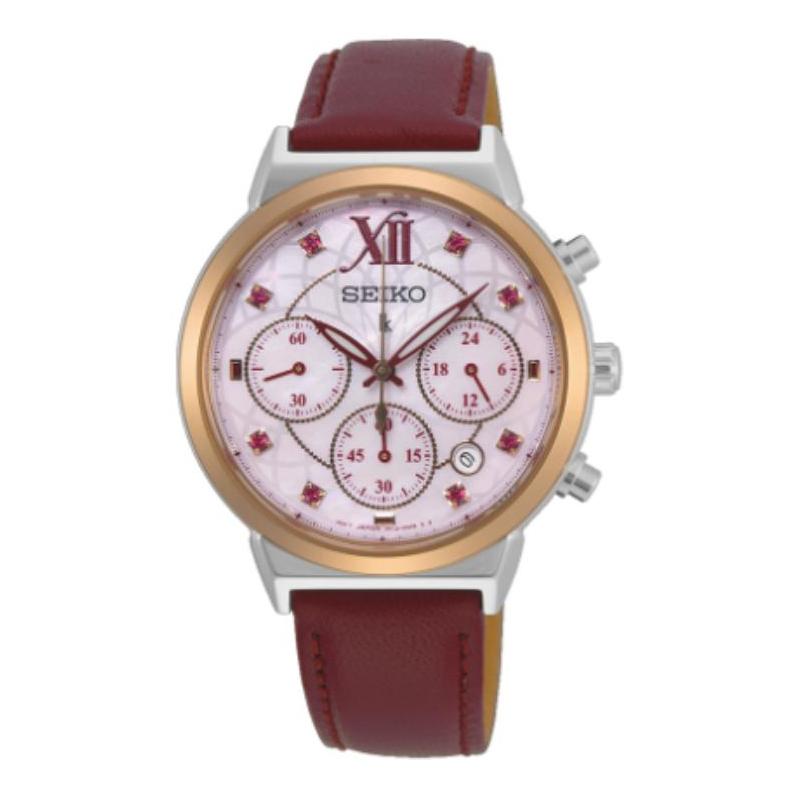 

SEIKO 100m waterproof taste Quartz leather strap 35mm women s watch pink dial SRWZ62P1