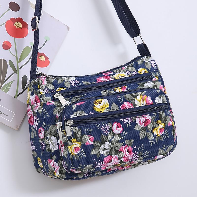 Large Capacity Canvas Shoulder and Crossbody Bag for Middle-Aged Women