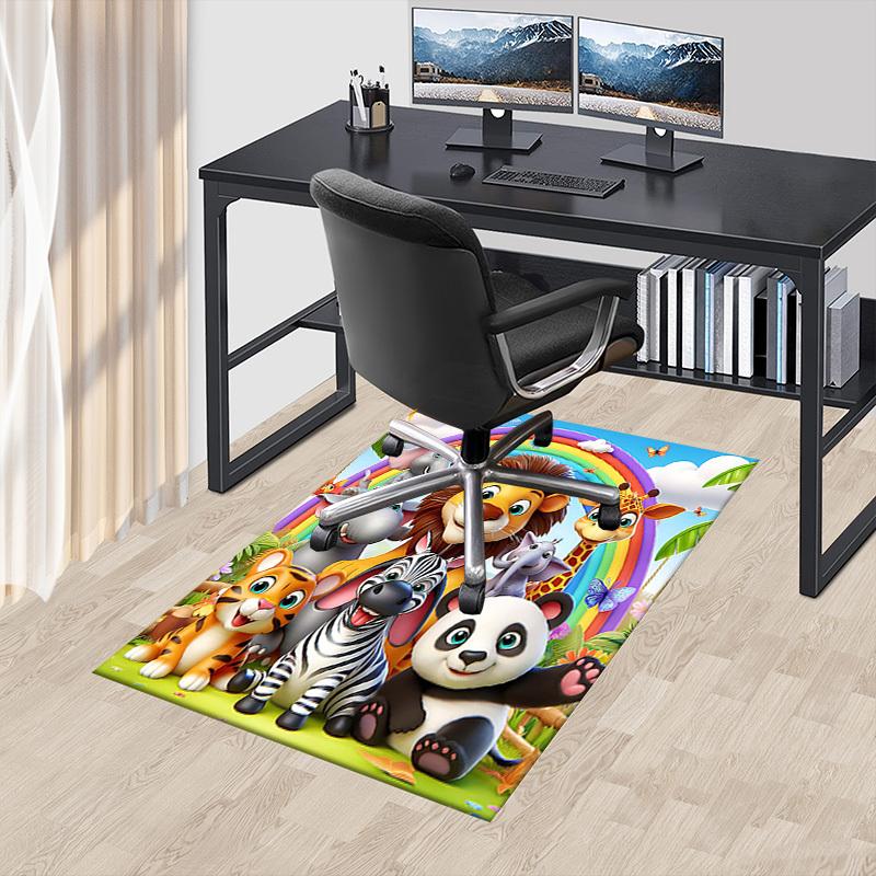 1PC Rainbow Animals Non-Slip Floor Carpet Compatible for Office&Living Room&Bedroom&Dining Room - Soft & Pattern, Vibrant Colors-H0321
