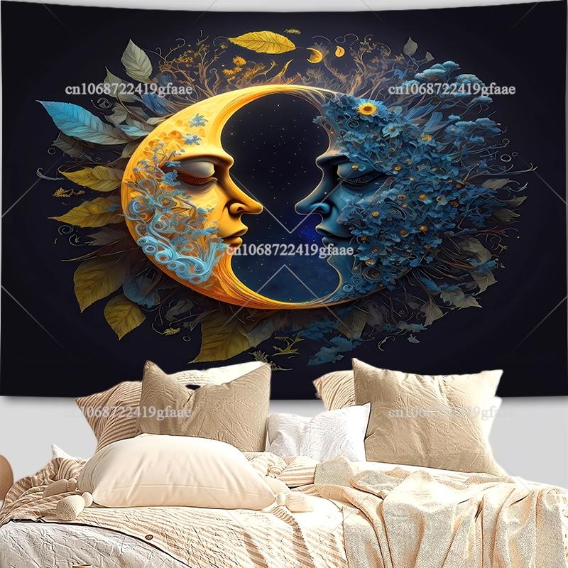 Mandala Sun And Moon Wall Tapestry Starry Florals Tapestries Flowers Landscape Tapestrys Room Decor Aesthetic Background Cloths