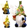 Garden Hallway Solar Elf Light Garden Gnome Statues with LED Lighted Flowers Resin Gnome Figurine for Patio Yard Lawn Decoration