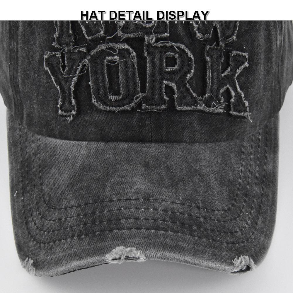Outdoor gewaschener Denim 3D-Stickung Riss Loch Baseballkappe Individuelle Baseballkappe Sonnenschutz Sonnenschutz Entenschnabelkappe